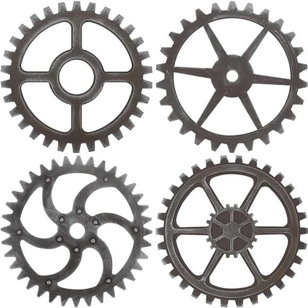 Wooden Industrial Steampunk Style Gear Wheel Wall Decoration 10 Inch Vintage
